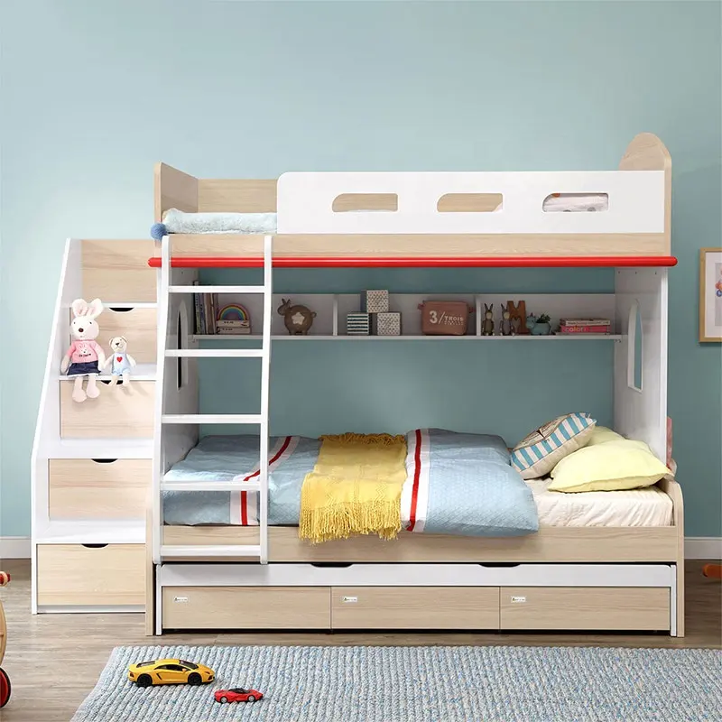 Ensembles de meubles modernes de chambre à coucher pour enfants, lits de rangement en bois multifonctions pour bébé, lit mural peu encombrant