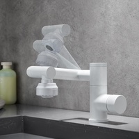 Robinets de lavabo intelligents en laiton blanc à rotation de 1080 avec affichage de la température