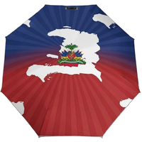 Parapluie automatique personnalisé avec carte du drapeau d'Haïti, protection UV, imperméable, parapluie de fierté haïtienne, résistant au vent, parapluie de voyage