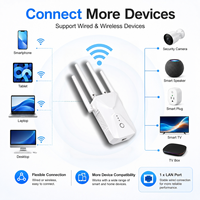 Répéteur WiFi 300 Mbps à Moule Privée, Extension de Portée 2,4 GHz, Amplificateur de Signal Sans Fil, 4 Antennes, WPS, AP, LAN, Usine