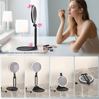 Miroir de maquillage LED pliable double face, grossissement 1X 10X, lumière 3 couleurs, rotatif à 360°, rechargeable par USB, miroir de vanité portable