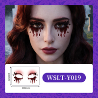 Tatouages temporaires imperméables pour les yeux et le visage, toile d'araignée sanglante, autocollants de maquillage pour les mains et le visage, pour fête cosplay, vente en gros