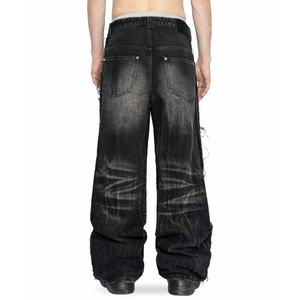 Wholesale Fashion Hip Hop Oversized <b>Jeans</b> High Street Baggy <b>Jeans</b> <b>Men</b> Wash Black Distressed <b>Men's</b> <b>Jeans</b> - Product Image 2