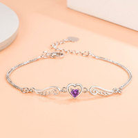 Bracelet de main pour femme en forme de cœur, plaqué argent, avec diamants, version coréenne, Fashion Angel Love