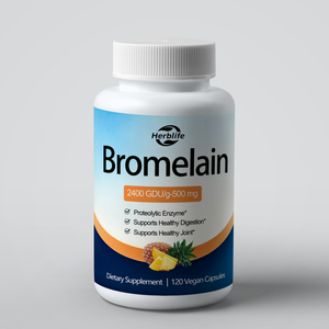 Capsules de bromélaïne OEM ODM à marque privée 2400 GDU/g 500mg, capsules végétaliennes, favorisent la digestion et la santé des articulations, complément alimentaire - Product Image 1