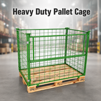 Panier empilable en treillis métallique en acier galvanisé, détachable et durable, pour la manutention des matériaux et le transport logistique