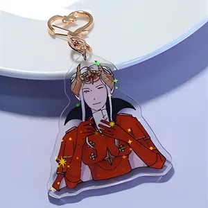 Anime Keychain bán buôn tùy chỉnh in Acrylic quyến rũ tùy chỉnh phim hoạt hình Acrylic Keyring rõ ràng màu sắc trong suốt mặt dây chuyền cắt laser