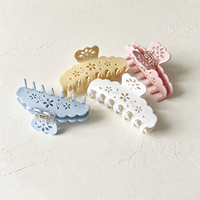 Pince à cheveux personnalisée en acétate français, grande pince à cheveux à motif floral ajouré, pince à cheveux douce couleur gelato pastel pour le quotidien printemps-été
