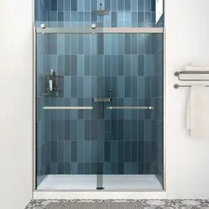 铝制淋浴门酒店别墅钢化玻璃旁路淋浴门玻璃滑动浴室