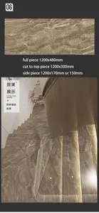 Suministro de Foshan, escalón de porcelana de 120x30, tamaño personalizado, azulejo de escalera, escalón y elevador de azulejo de escalera con ranura de cuerpo completo