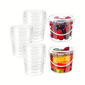 Seau en plastique PP jetable de 1000 ml, gobelets transparents pour thé aux fruits avec poignées - Product Image 1