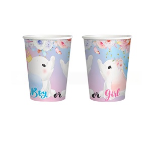 Tema di elefante rosa e <span class=keywords><strong>blu</strong></span> Banner per ragazza ragazzo piatto di carta tazza di carta e tovaglia Set per la festa di presentazione del bambino - Product Image 2