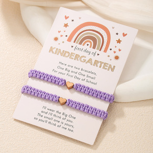 Handmade Braided <b>Bracelet</b> Stainless Steel Heart Parent Child Gift For Kids Back To School Season Jewelry - Product Image 4
