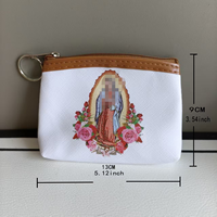 Pochette religieuse pour chapelet avec impression par transfert thermique, sac de rangement à fermeture éclair, porte-monnaie de prière catholique, porte-clés, sac cadeau, motifs variés