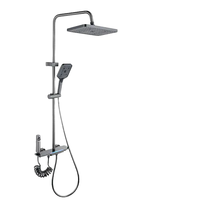Système de douche à effet pluie moderne avec affichage LED, ensemble de robinetterie murale pour salle de bain avec cartouche céramique, utilisation hôtelière, construction en laiton, gris