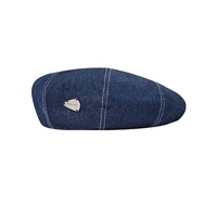 Boina vaquera azul para mujer, sombrero de boina de algodón, gorro de algodón para artista francés