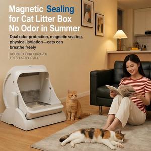 Caixa de Areia Inteligente Automática para Gatos com Controle por APP, Autolimpante, à Prova de Respingos, Capacidade de <span class=keywords><strong>70L</strong></span>, Material ABS, Sanitário para Gatos para Mães Gatas - Product Image 3