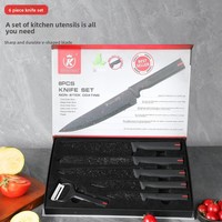 Ensemble de couteaux de cuisine de luxe 6 pièces dans une boîte magnétique, en acier inoxydable, pour cuisinier, utilisation générale, trancher, pain, éplucher, peler