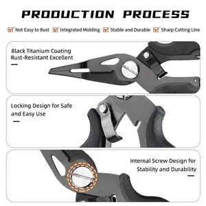 다기능 낚시 액세서리 스테인레스 스틸 스플릿 링 낚시 플라이어, 칼집과 끈이 있는 낚싯줄 커터