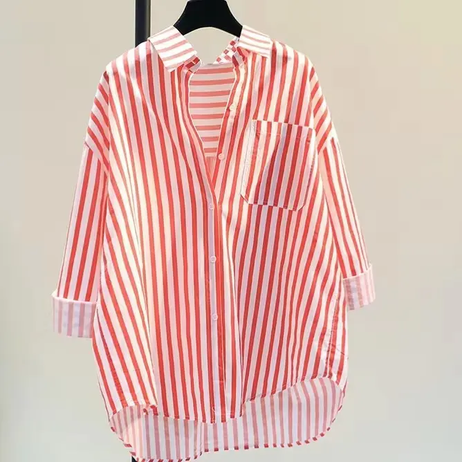 2022 ladies stripe blouse , women's fashion shirt ...
