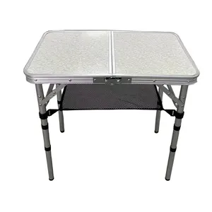 Petite Table Table Pliante Hauteur Réglable Pique-Nique Camping Extérieur Portable Léger Aluminium avec Poignée de Transport