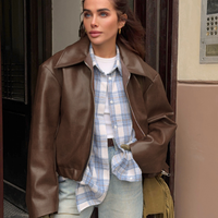 Nouvelle arrivée, veste de moto vintage de luxe pour femmes, veste en cuir PU avec fermeture éclair