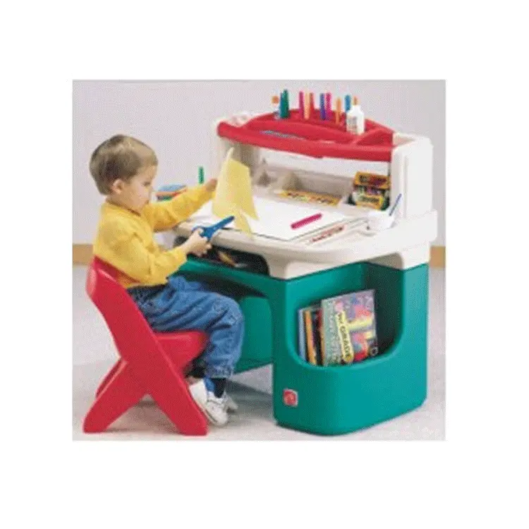 Hot sell wholesale kids 2 in 1 plastic learning table easel with chair