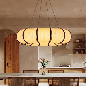 Lustre rond en tissu avec éclairage LED pour restaurant, salon de thé, salon, chambre à coucher, bureau - Product Image 2