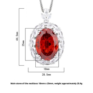 High Quality Jewelry Eco-friendly Copper Gold Plated 18*25mm Oval Cut Imitation Ruby Large Gemstone Pendant Necklace for Women - Product Image 6