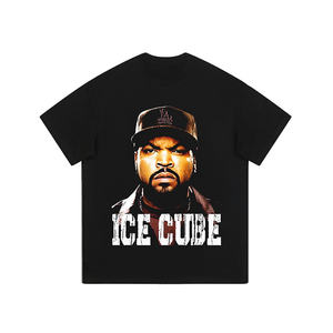 T-shirt ample unisexe à manches courtes, imprimé style rap européen et américain, effet vieilli et délavé, hip-hop - Product Image 5