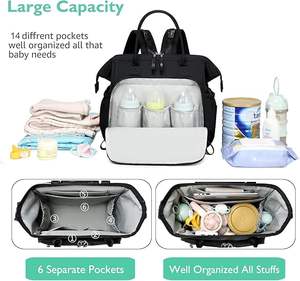 Sac à langer grande capacité pour femme, 14 poches, avec attaches pour poussette, 3 compartiments isothermes, résistant à l'eau, cadeau idéal pour baby shower - Vente Flash - Product Image 2