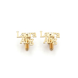 <span class=keywords><strong>Gemelli</strong></span> Personalizzati con Nome, <span class=keywords><strong>Gemelli</strong></span> da Uomo Personalizzabili con Logo o Lettere, Gioielli in Acciaio Inossidabile Placcato Oro - Product Image 6
