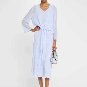 Venta caliente personalizado fabricante de alta calidad ligero <span class=keywords><strong>Bule</strong></span> sin mangas con cuello en V A-line Ruffle Midi vestido - Product Image 3