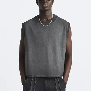 T-shirt da ginnastica per i muscoli dei pesi massimi personalizzati da uomo t-shirt con canotta corta <span class=keywords><strong>nera</strong></span> senza maniche - Product Image 4