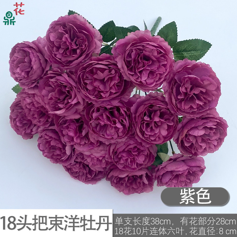 ดอกโบตั๋นสีม่วง 18 หัว