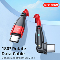 Soporte 100W PD 100W 5A 60W 3A USB Tipo-C Cable de datos de carga rápida para iPhone Mac Pro 180 grados giratorio Nylon IOS Compatible