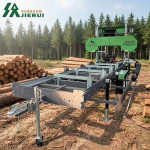 Tragbares Hydraulisches Automatisches Sägewerk für die Holzbearbeitung mit Anhänger Dieselmotor Horizontale Bandsäge zum Schneiden von Holz - Product Image 1