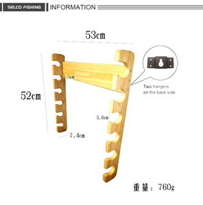 Selco <span class=keywords><strong>support</strong></span> <span class=keywords><strong>de</strong></span> canne à pêche mural 6 cannes à pêche en <span class=keywords><strong>bois</strong></span> - Product Image 6