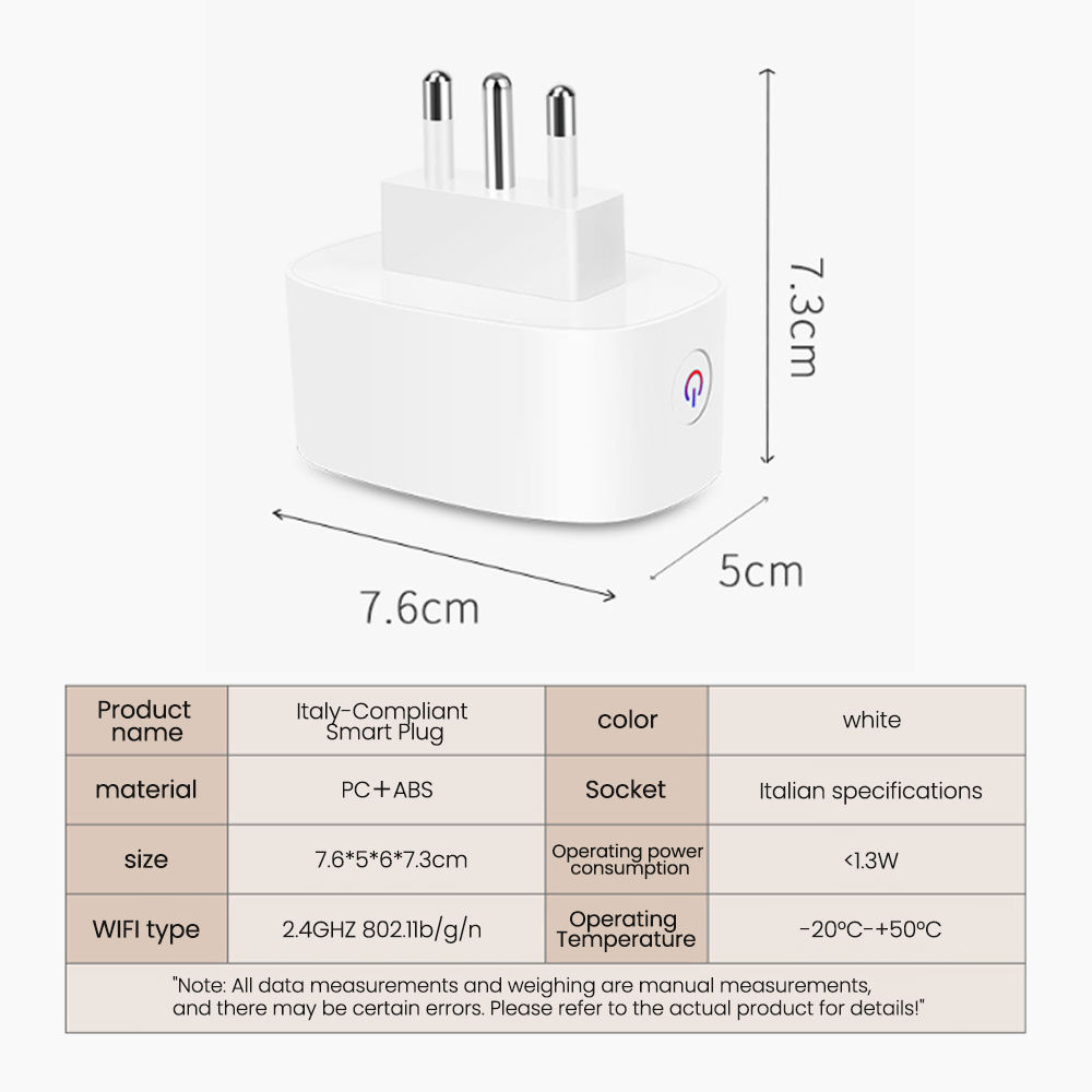 HONPNK 60Tuya Italian Chilean Standard WiFi Smart Socket Alexa Mobile Remote Voice Control 16A Compatible European Standard Plug
