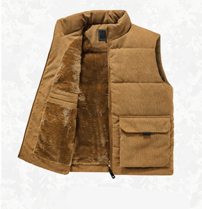 Gilet in velluto a coste autunno <span class=keywords><strong>e</strong></span> inverno da uomo con collo spesso in Pile gilet imbottito in cotone di grandi dimensioni <span class=keywords><strong>giacca</strong></span> traspirante antivento - Product Image 3
