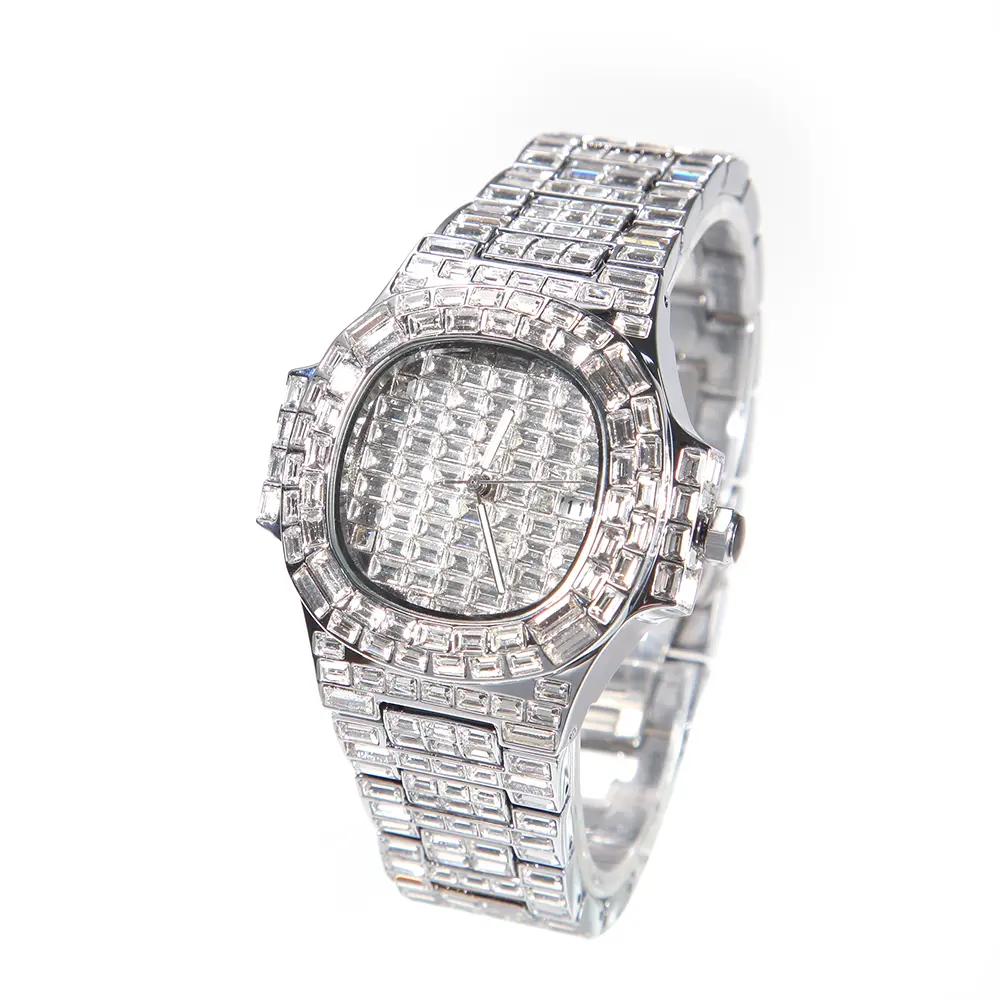 Gedeihende Edelsteine Neue Mode OEM ODM Moissan ite Diamond Luxus Marken uhr Herren HipHop Diamond Uhren