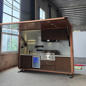 <b>Small</b> Stainless Steel <b>Outdoor</b> Kitchen Cooking Station With Countertop Storage Cabinet - Product Image 3