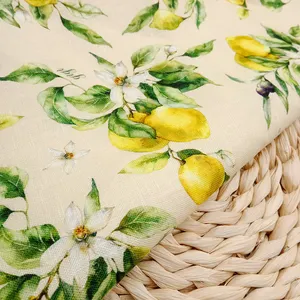 Tela de lino liso tejida con estampado floral de lino puro 100% transpirable al por mayor para ropa de vestir