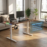 Bureau debout motorisé AOR en acier inoxydable, table de jeu informatique extensible avec éclairage LED double face, 20 modes réglables, direct usine