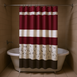 Cortina de Ducha Bordada con Flores de Seda Sintética, Decoración Elegante y Duradera para Baño - Product Image 2