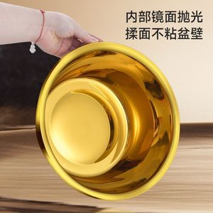 Tazón Multiusos de Acero Inoxidable Color Dorado, Tazón de Cocina Antiadherente de Grado Alimenticio para Mezclar Sopa, Frutas y Verduras, Uso Doméstico - Product Image 1