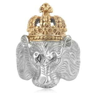 Anillo de Corona del Rey León de Yunnique, Anillo de Acero Inoxidable para Hombre, Joyería del Zodiaco Animal, Regalo, Tono Plateado y Dorado, Estilo Punk, Anillos de Moda - Product Image 4
