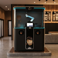 Distributeur automatique intelligent entièrement automatisé à usage commercial avec bras robotisé pour café fraîchement moulu dans un centre commercial