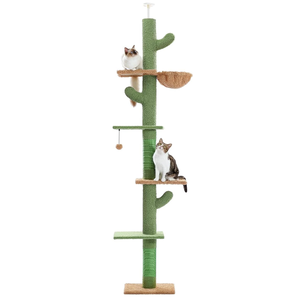Kinghon Unique 5 <b>Level</b> Cat Climbing Tower Cactus Ceiling Cat Tree Tower with Adjustable Height with Cozy Hammock - Product Image 1