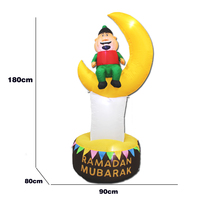 Nouvelles décorations gonflables musulmanes pour l'Aïd Ramadan, homme assis sur la lune, polyester 190T, décorations de festival en plein air